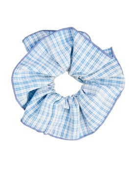 Alba Blue Checked Layered Scrunchie