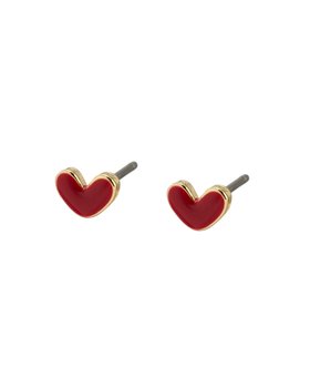 Anne Mini Red Enamel Heart Stud Earrings
