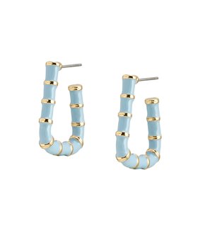 Oline Blue Enamel Rectangular Hoop Earrings
