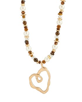 Jackson Heart Pendant Beaded Necklace
