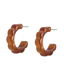 Molly Mini Brown Curve Edge Resin Hoop Earrings