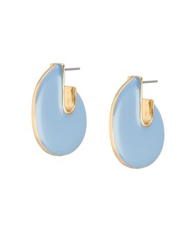 Pauline Blue Enamel Disc Hoop Earrings
