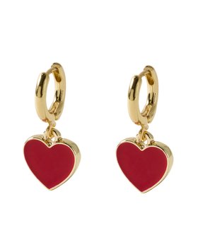 Cove Red Heart Drop Huggie Earrings