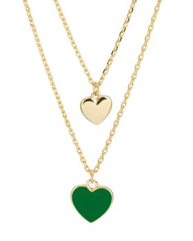 Cove Green Double Heart Pendant Double Row Necklace
