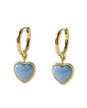 Liza Blue Resin Heart Drop Hoop Earrings