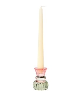 Green & Pink Ombre Glass Candle Holder