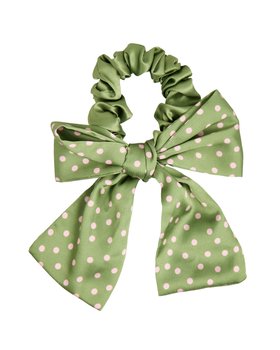Heath Green Polka Dot Bow Scrunchie