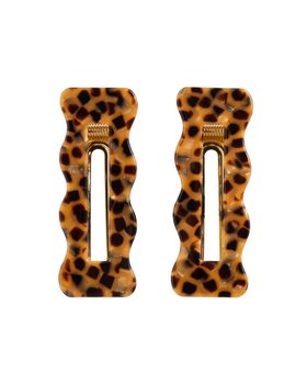 Lovey Leopard Resin Hair Clips Set of Two
