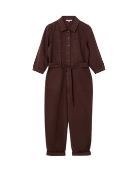 Chocolate Denim Button Through Jumpsuit