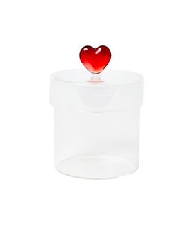 Red Heart Glass Storage Pot