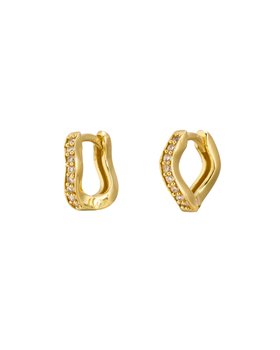 Namia Cubic Zirconia Wavy Shaped Gold Plated Clicker Mini Hoop Earrings