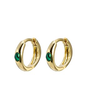 Solene Malachite Inlay Gold Plated Clicker Hoop Earrings