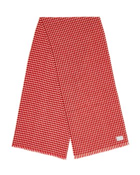 Textured Red Orange Check Mid Weight Scarf