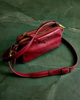 Naha Burgundy Crackle Crossbody Bag