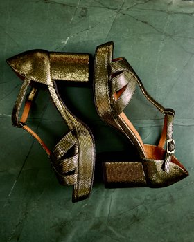 Esska Cam Gold Metallic Platform Heeled Sandals