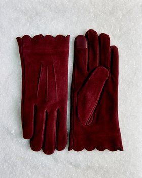 Burgundy Suede Leather Gloves