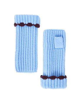 Blue & Brown Scallop Edge Wrist Warmers