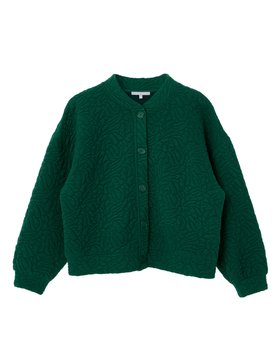 Green Quilted Sweatshirt Bomber Jacket