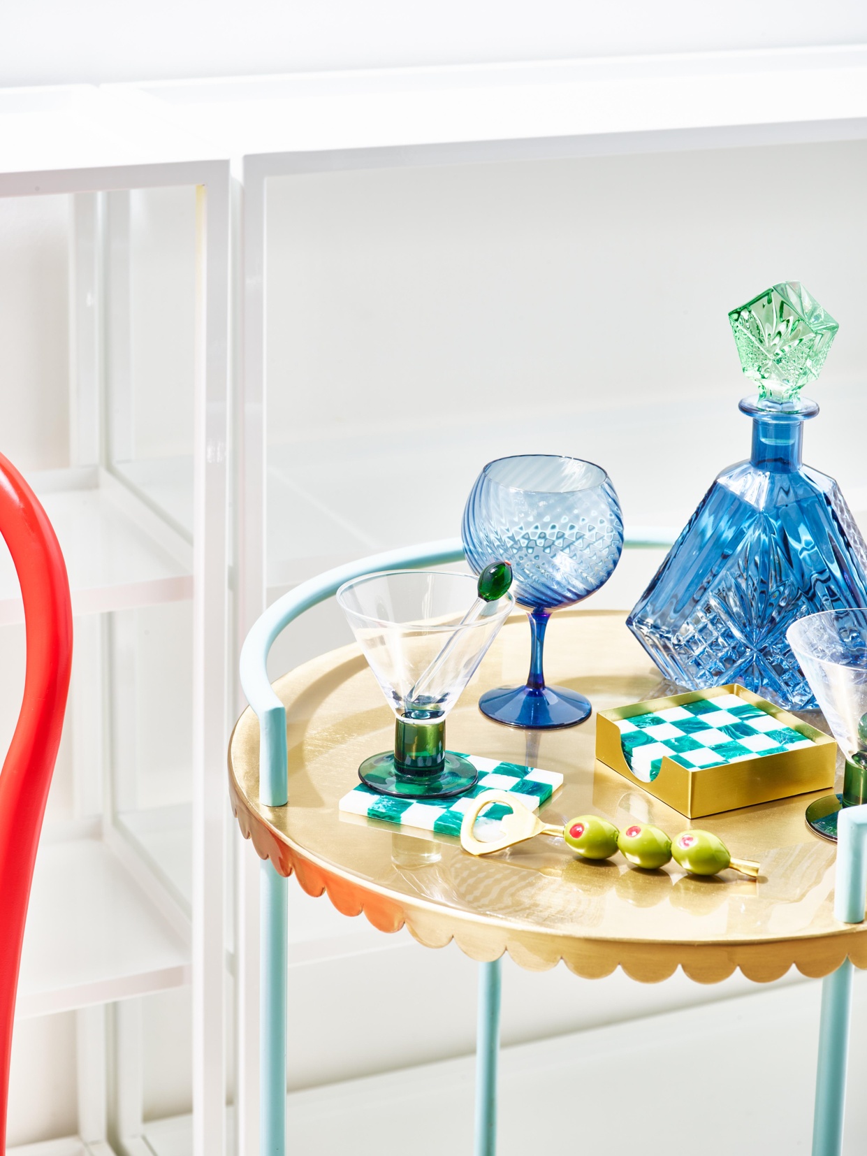 Remi Gold Scalloped Drinks Trolley