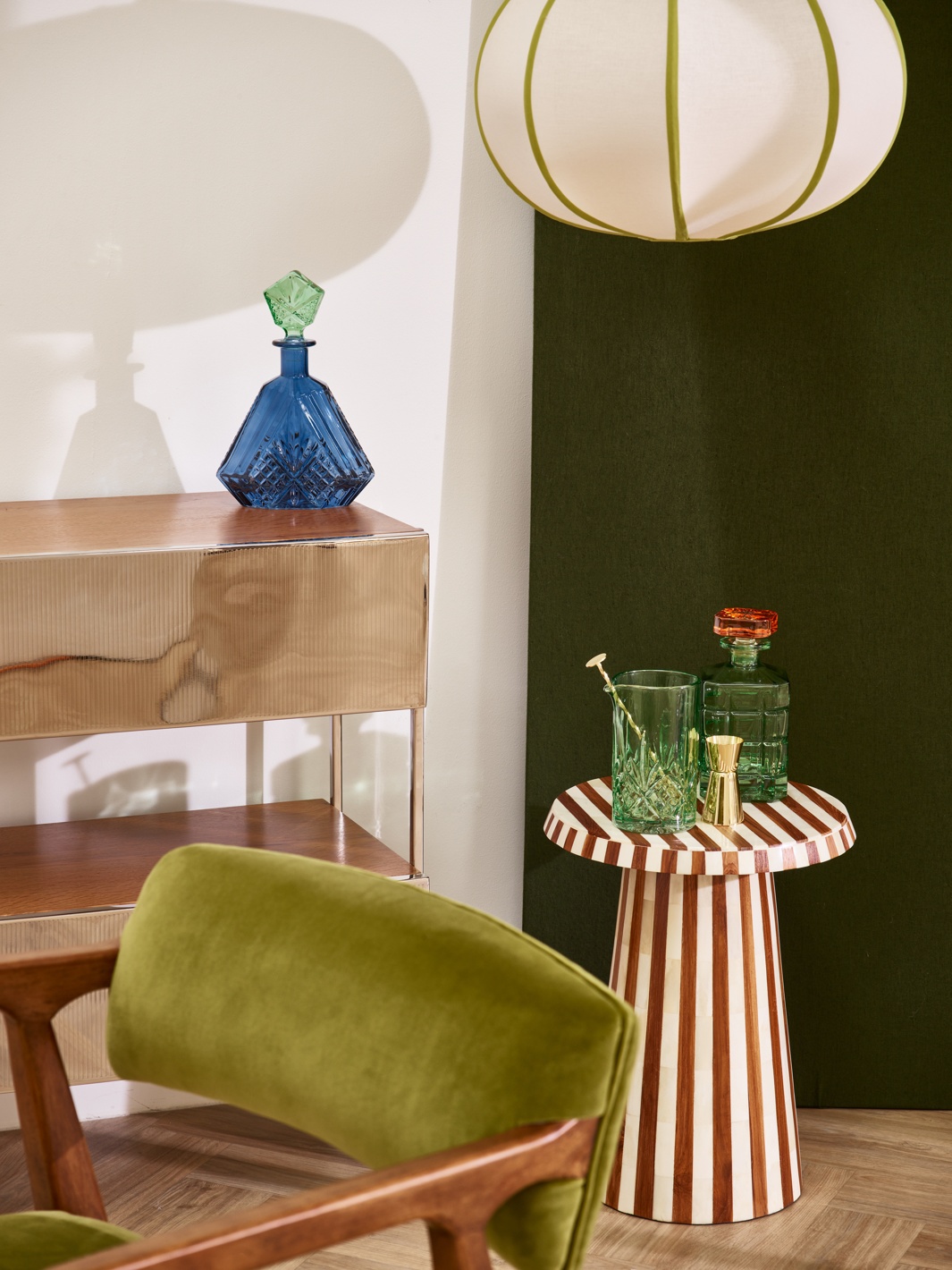 Rayas Wooden Pinstripe Side Table