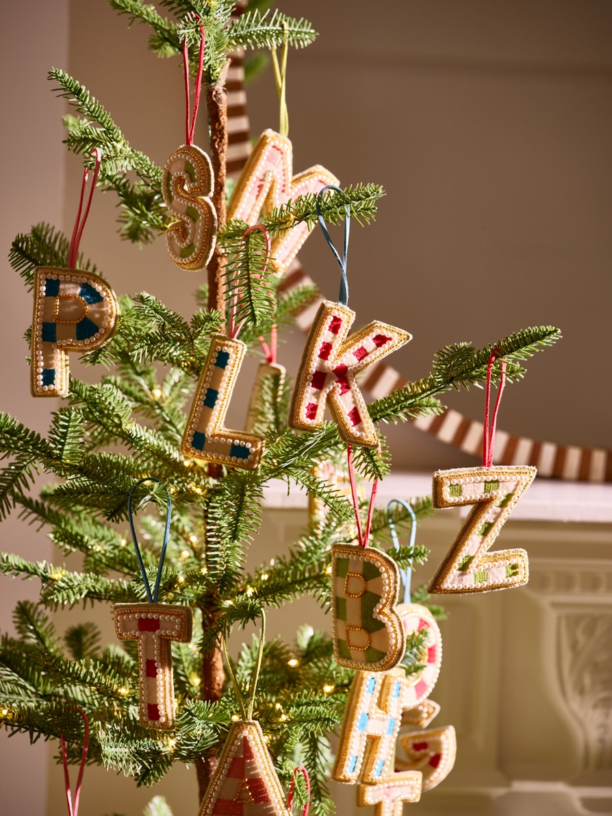 A Embroidered Alphabet Christmas Tree Decoration