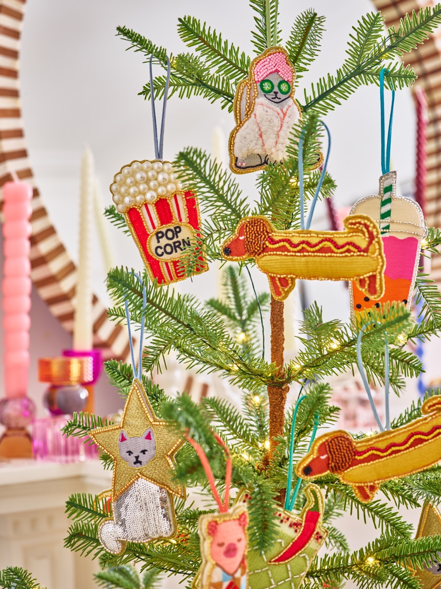 Popcorn Embroidered Christmas Tree Decoration