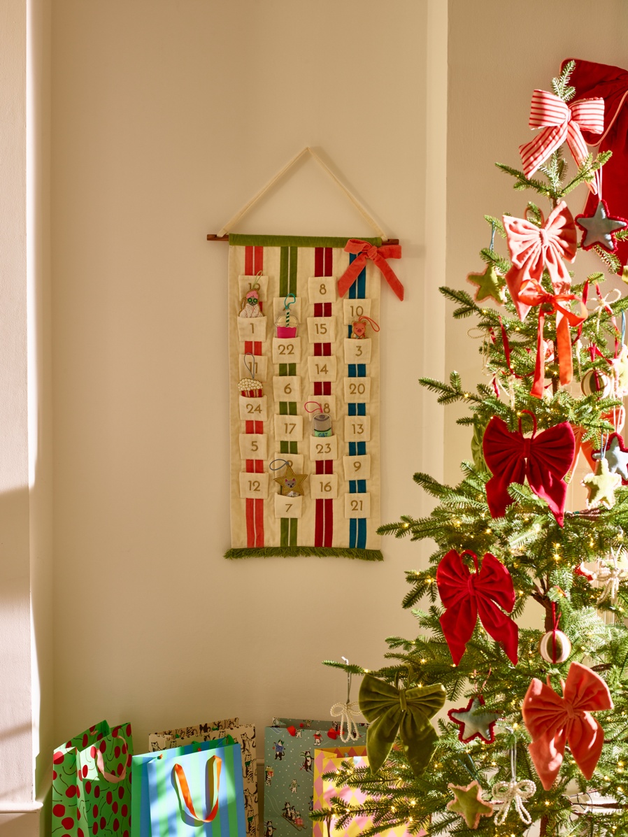 Velvet Stripe Embroidered Advent Calendar