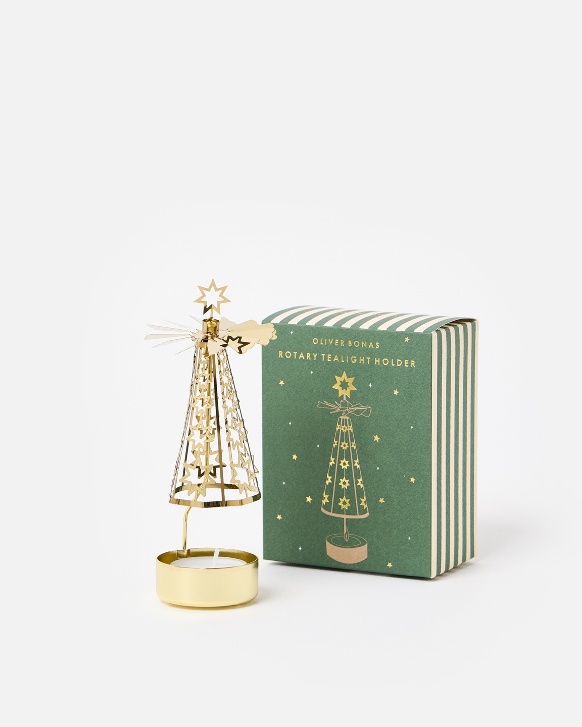 Christmas Tree Gold Tealight Spinner