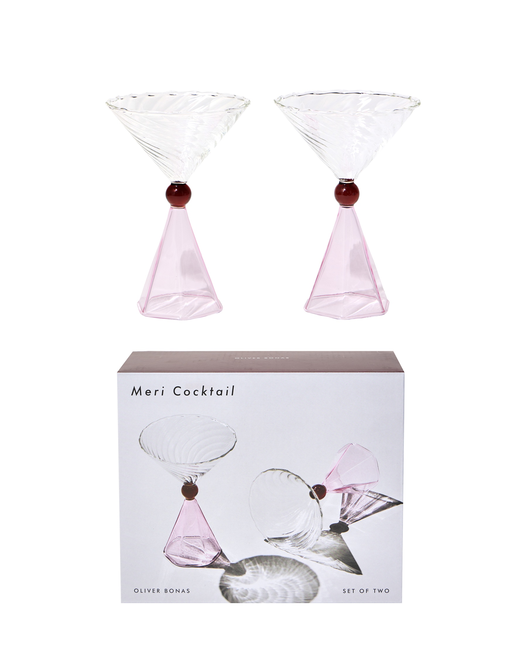 Meri Pink Cocktail Glasses Set of Two