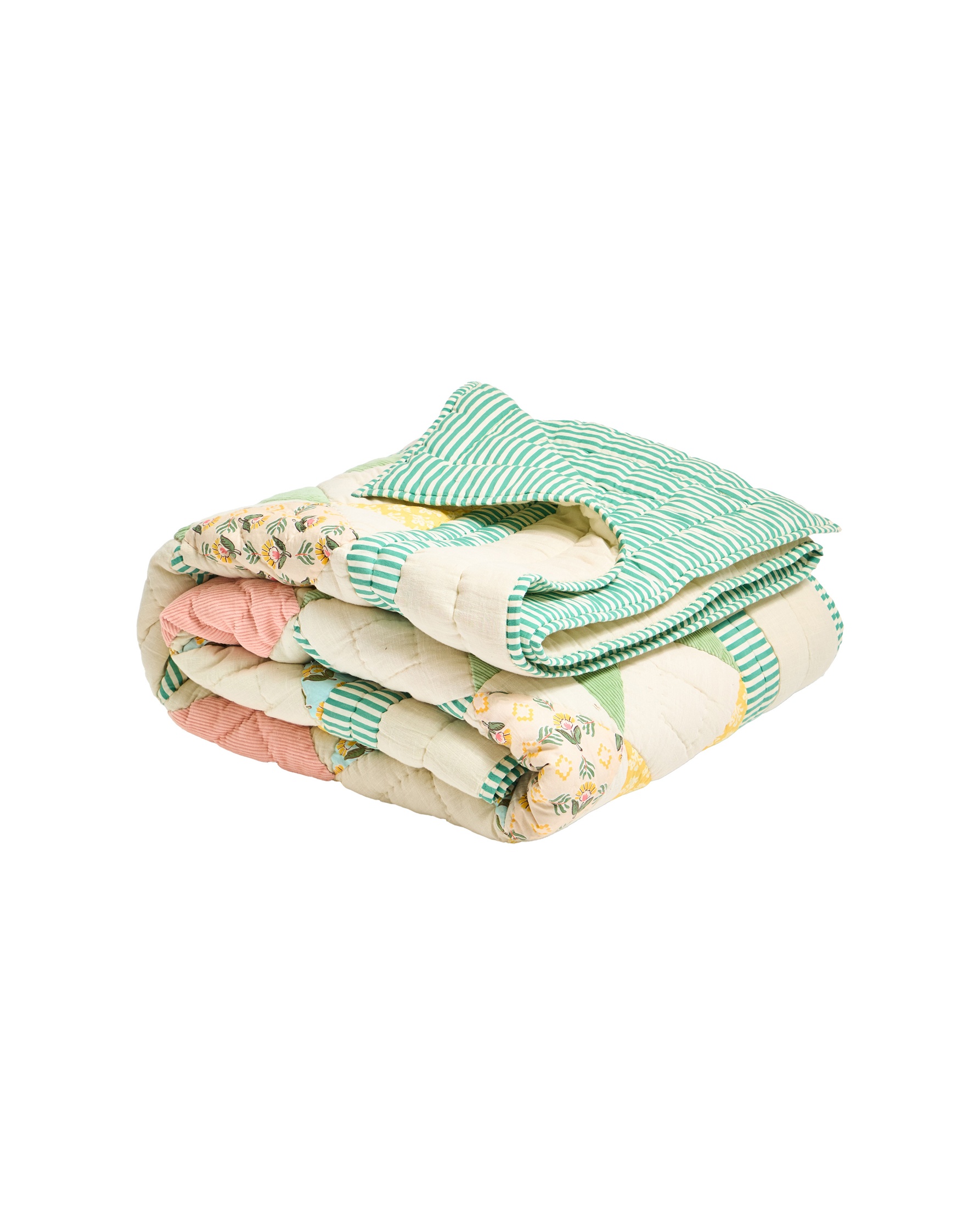 Patchwork Diamond Pastel Multicolour Velvet Quilt