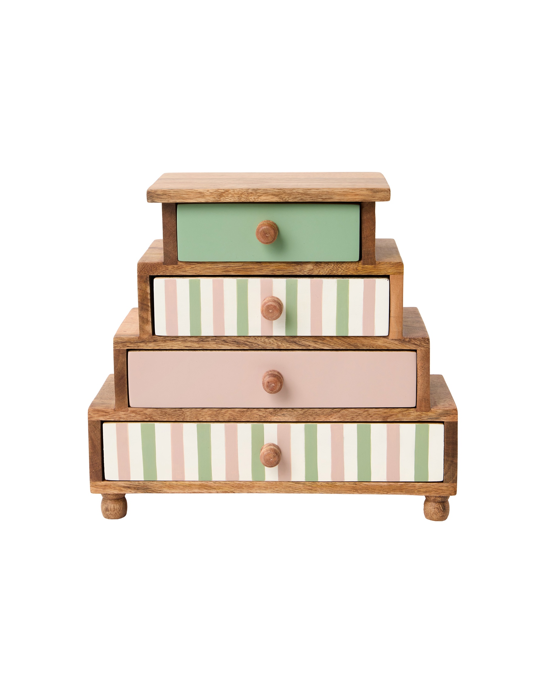 Pink & Green Painted Wooden Jewellery Drawers