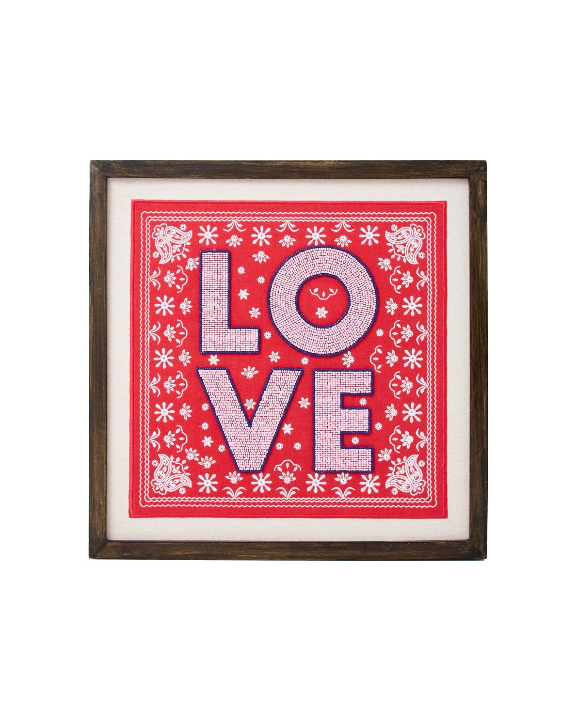 Red & Pink Paisley Love Beaded Wall Art