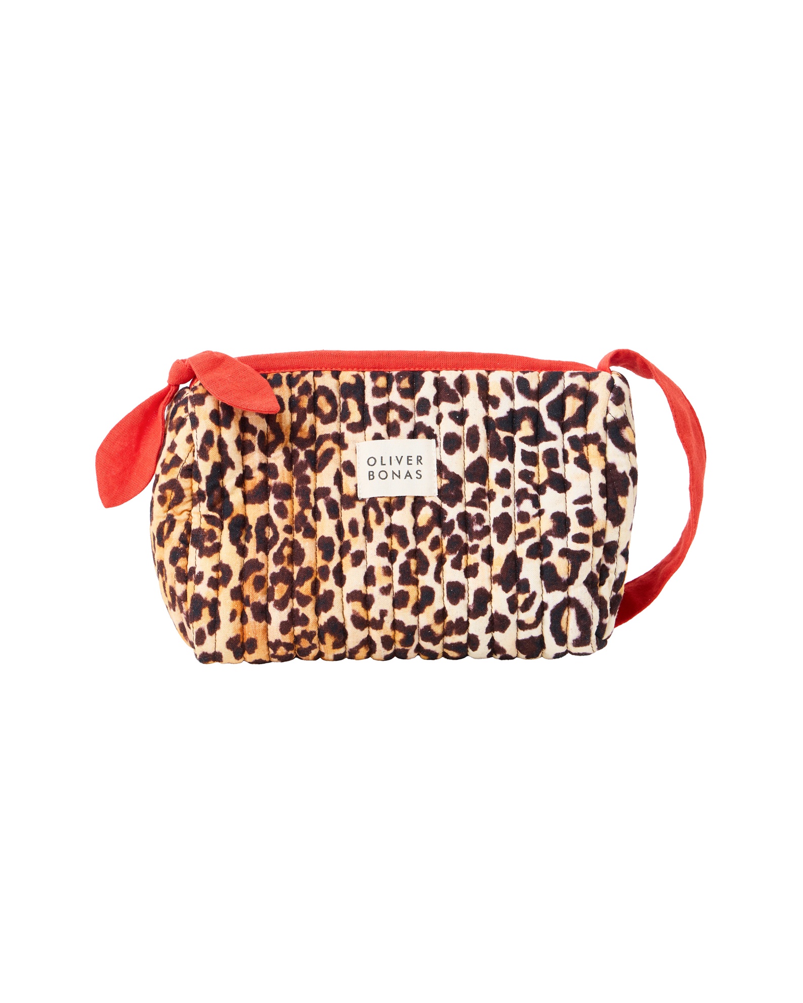 Brown & Red Leopard Print Large Wash Bag with Wrist Strap
