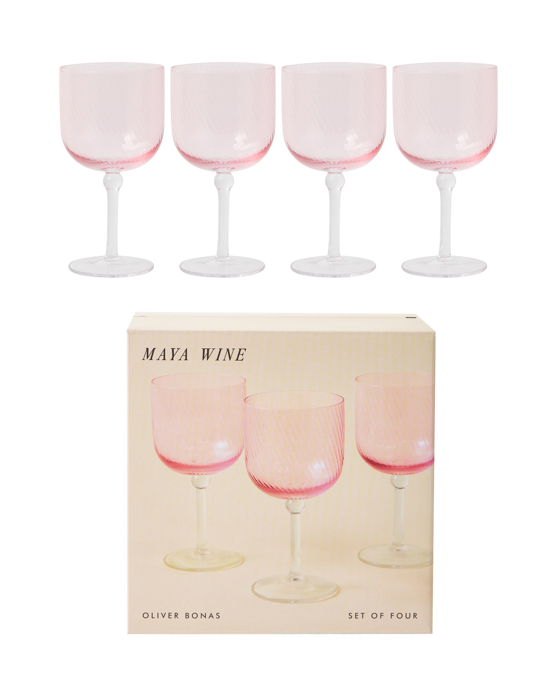 Maya Pink Wine Glasses Set of Four