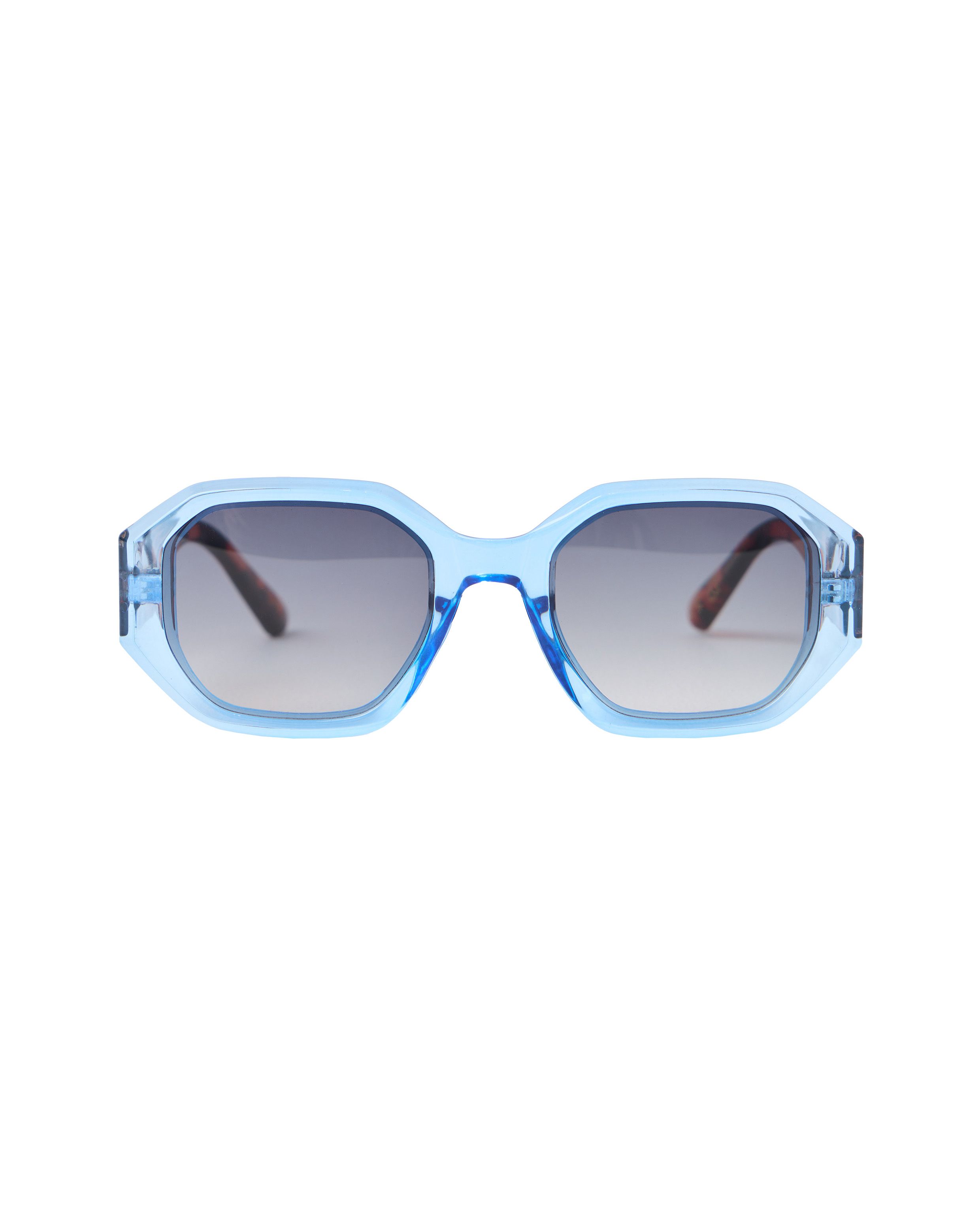 Blue Crystal & Faux Tortoiseshell Hexagonal Sunglasses
