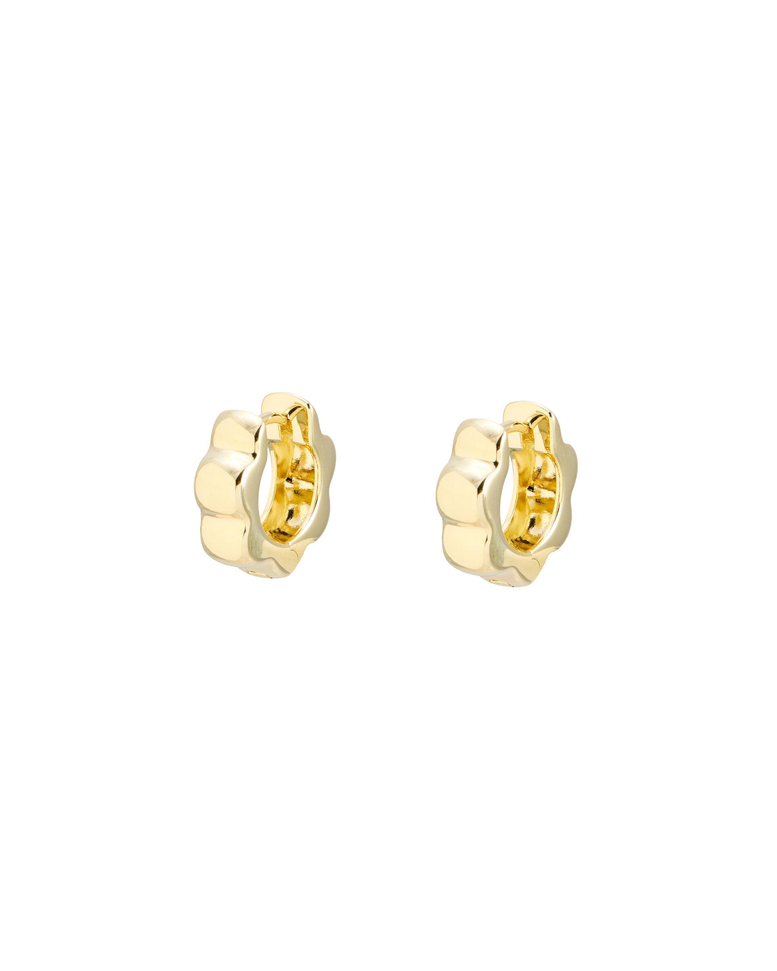 Senna Scalloped Flower Gold Plated Clicker Hoop Earrings