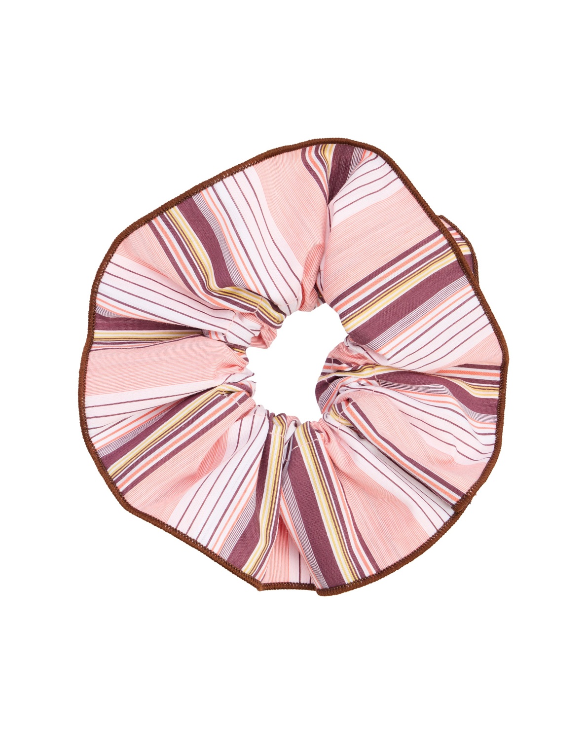 Elowyn Pink & Brown Stripe Scrunchie