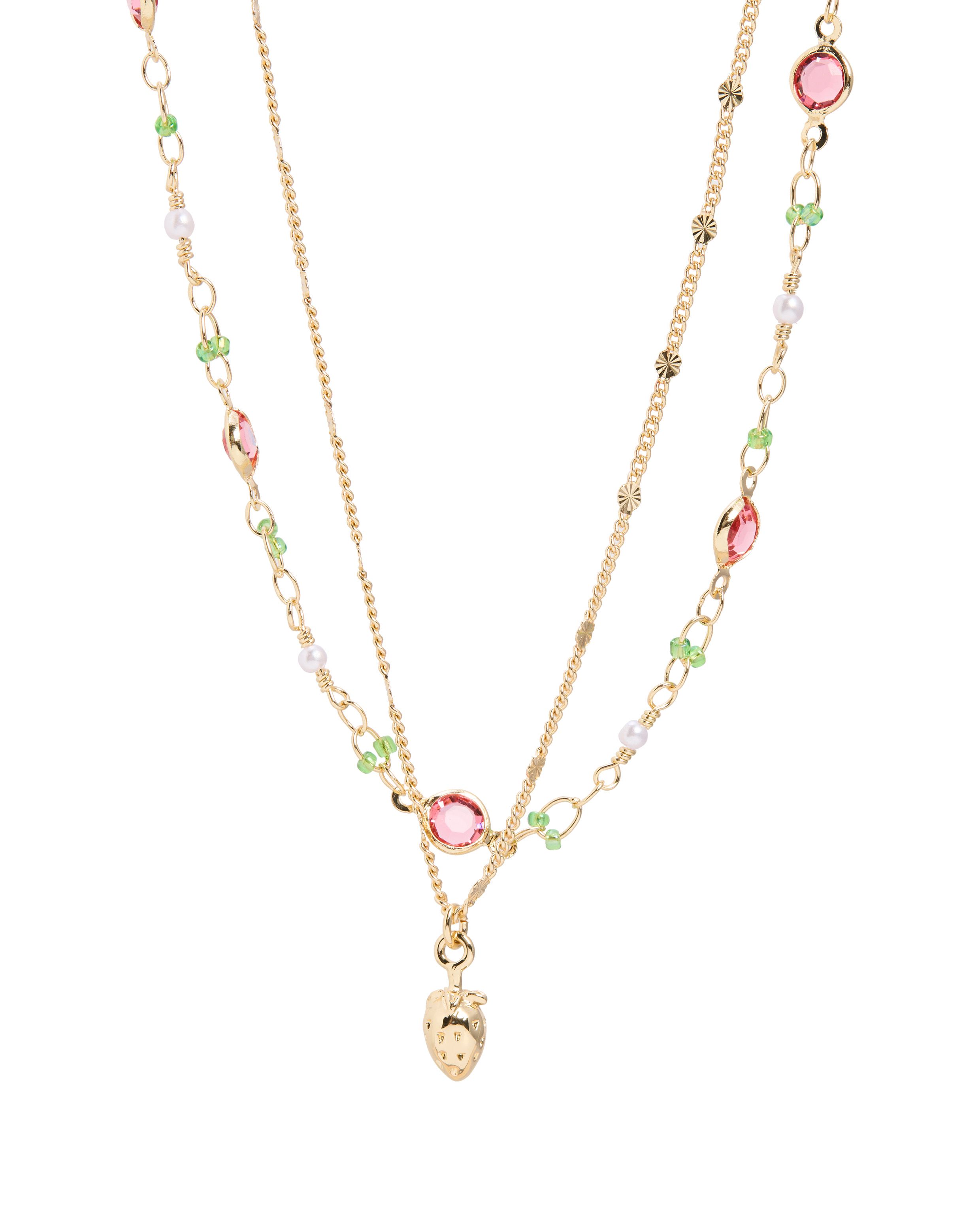 Silvie Gold Strawberry & Faux Pearl Double Row Necklace