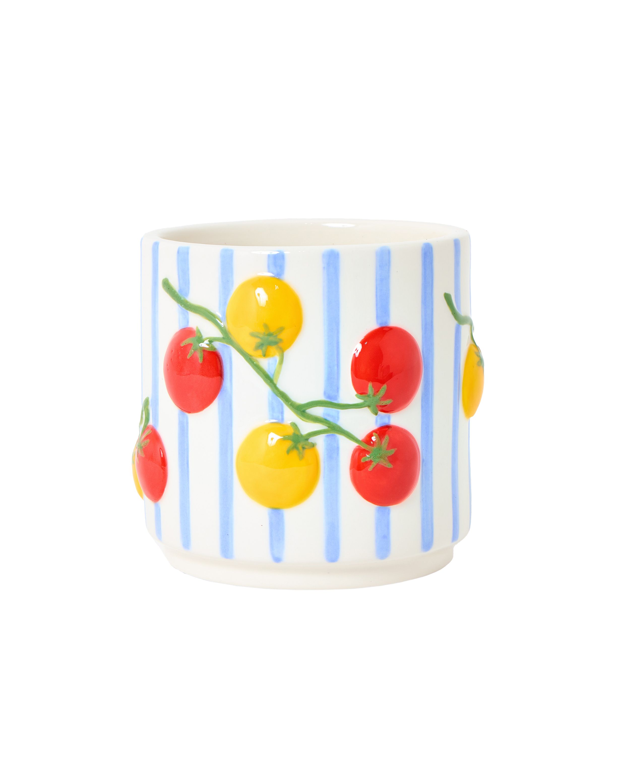 Stripe Tomato Ceramic Plant Pot