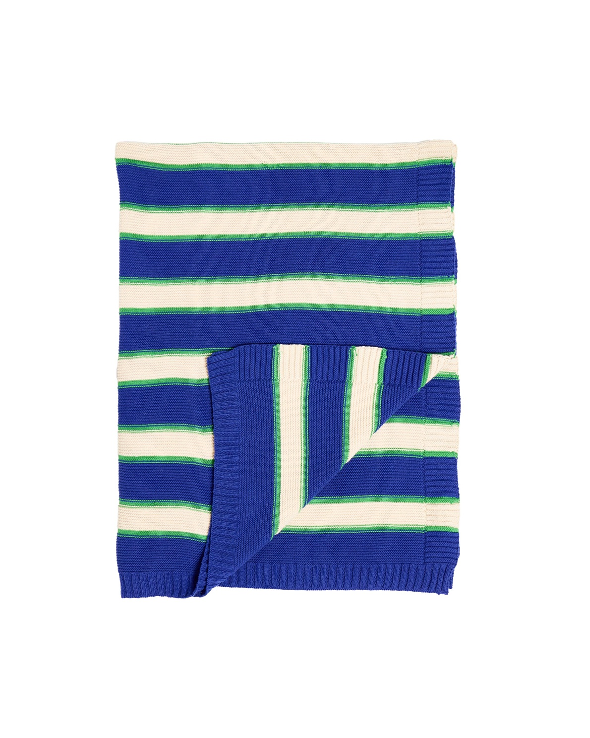 Blue & White Striped Knitted Throw
