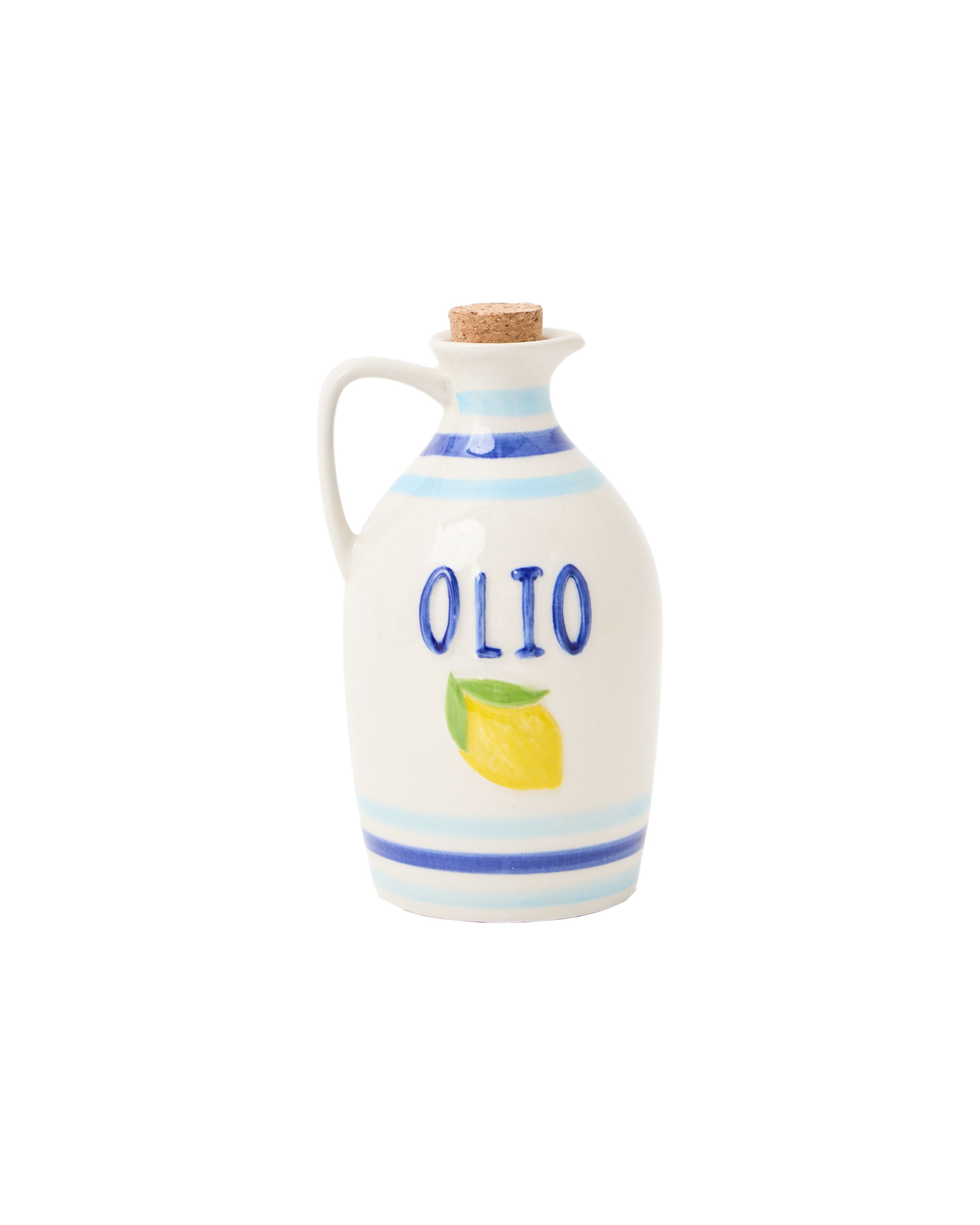 Blue & White Lemon 'Olio' Oil Bottle