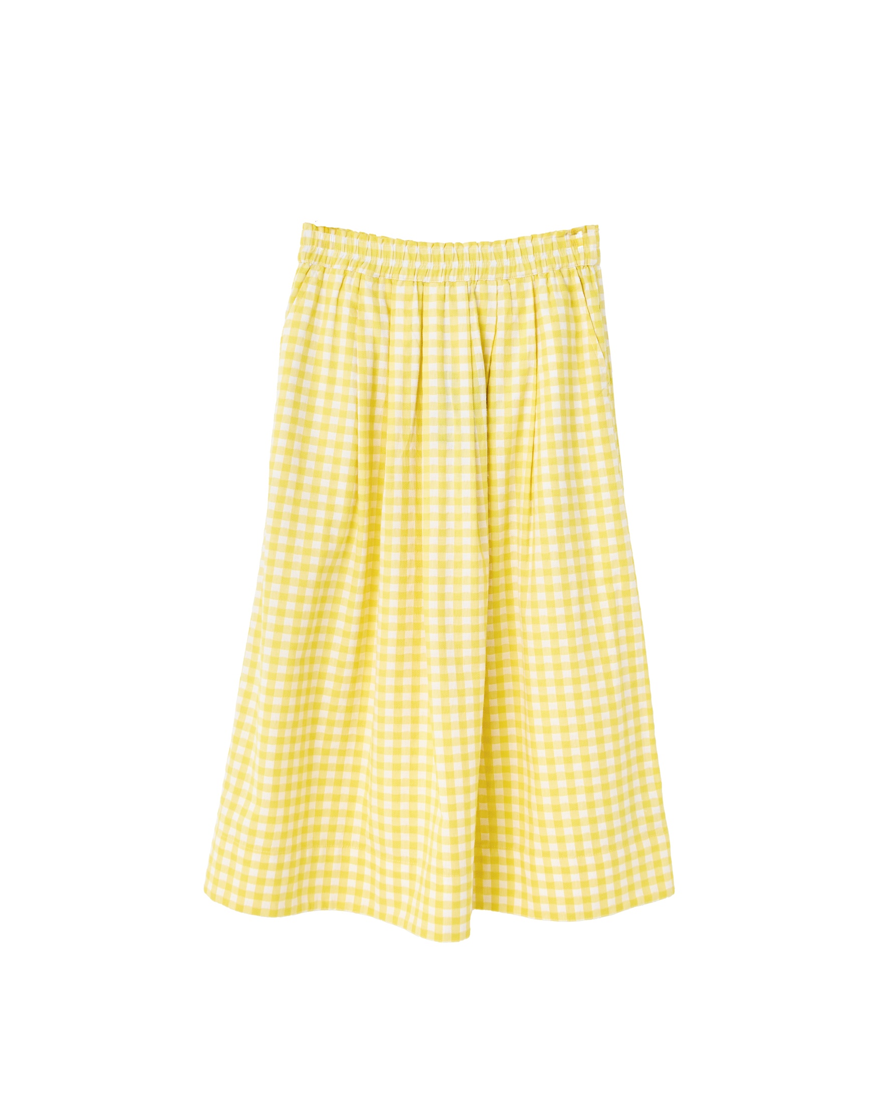 Yellow Gingham Smock Midi Skirt