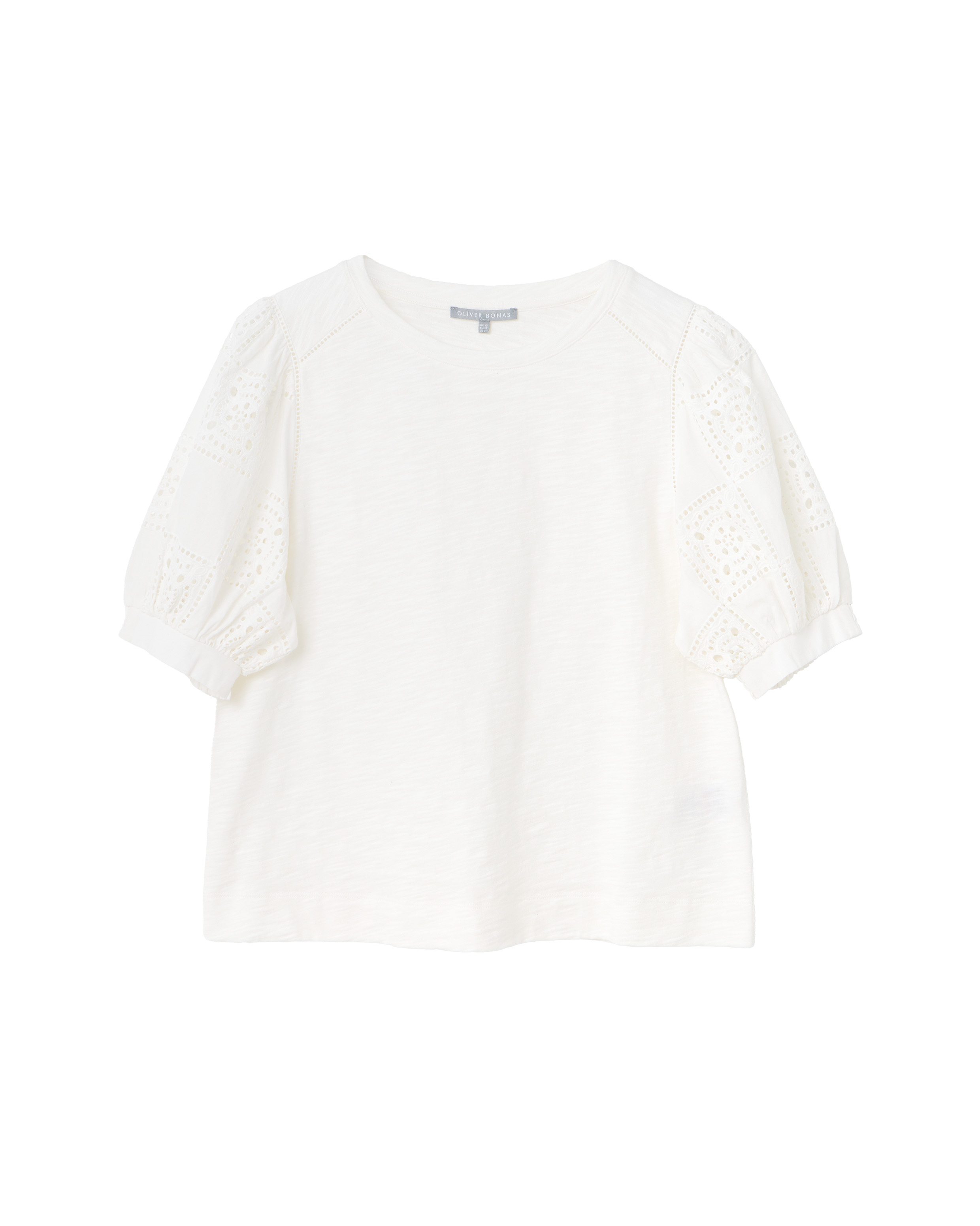 White Embroidered Puff Sleeve Top