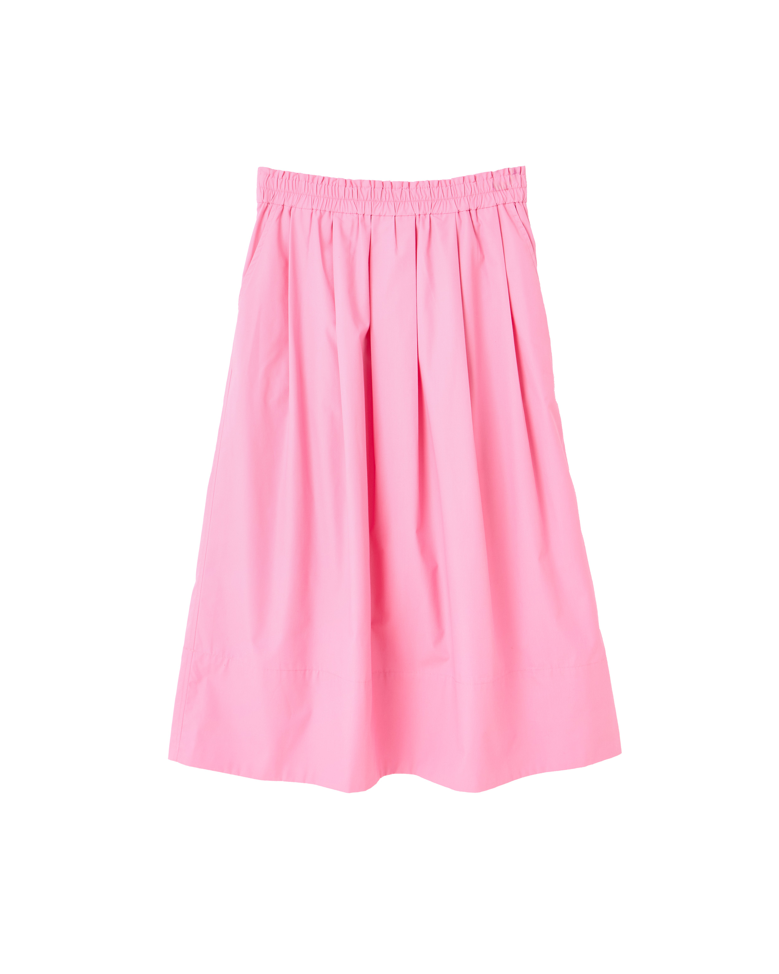 Pink Poplin Midi Skirt