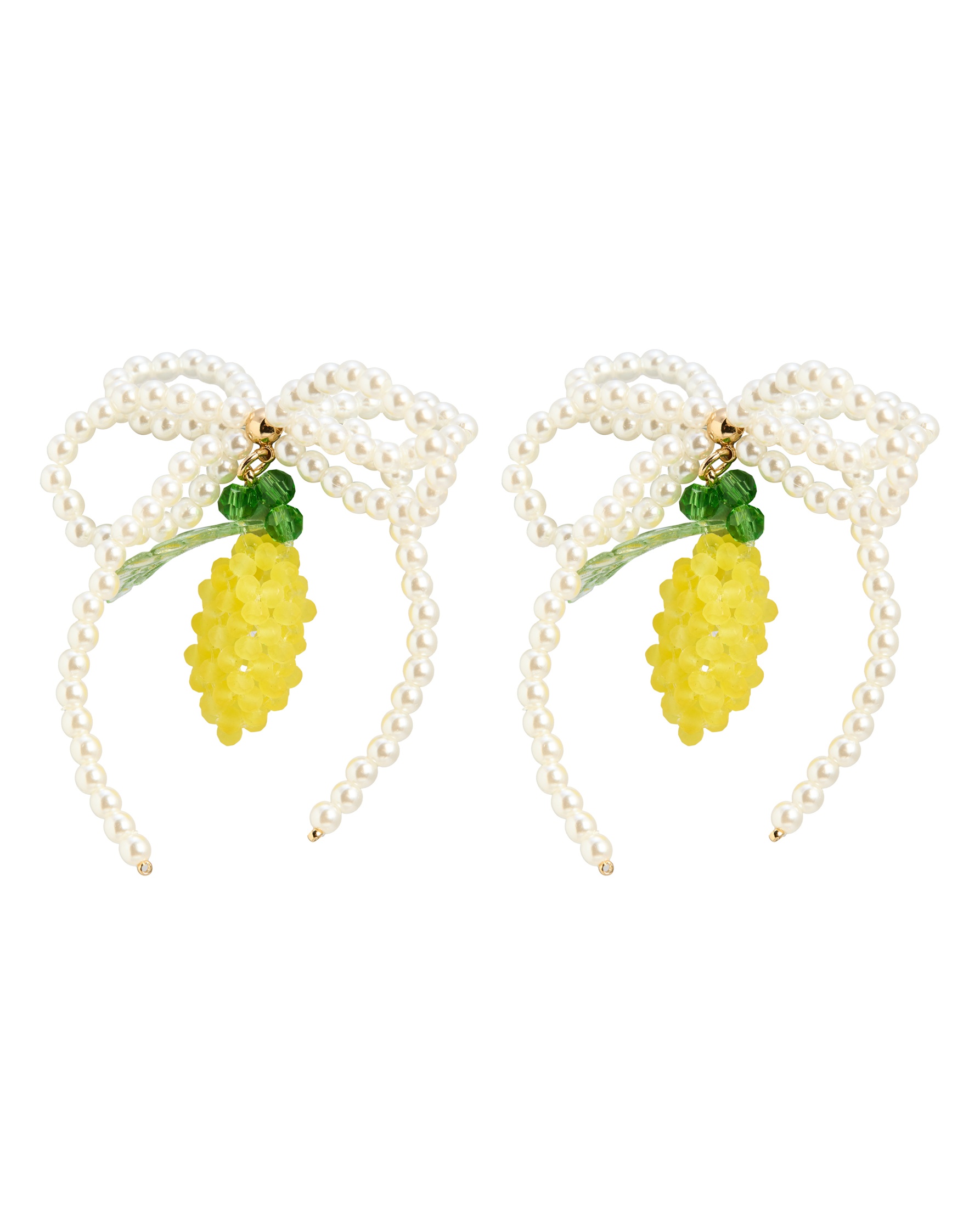 Lorena Lemon Beaded Bow Stud Earrings
