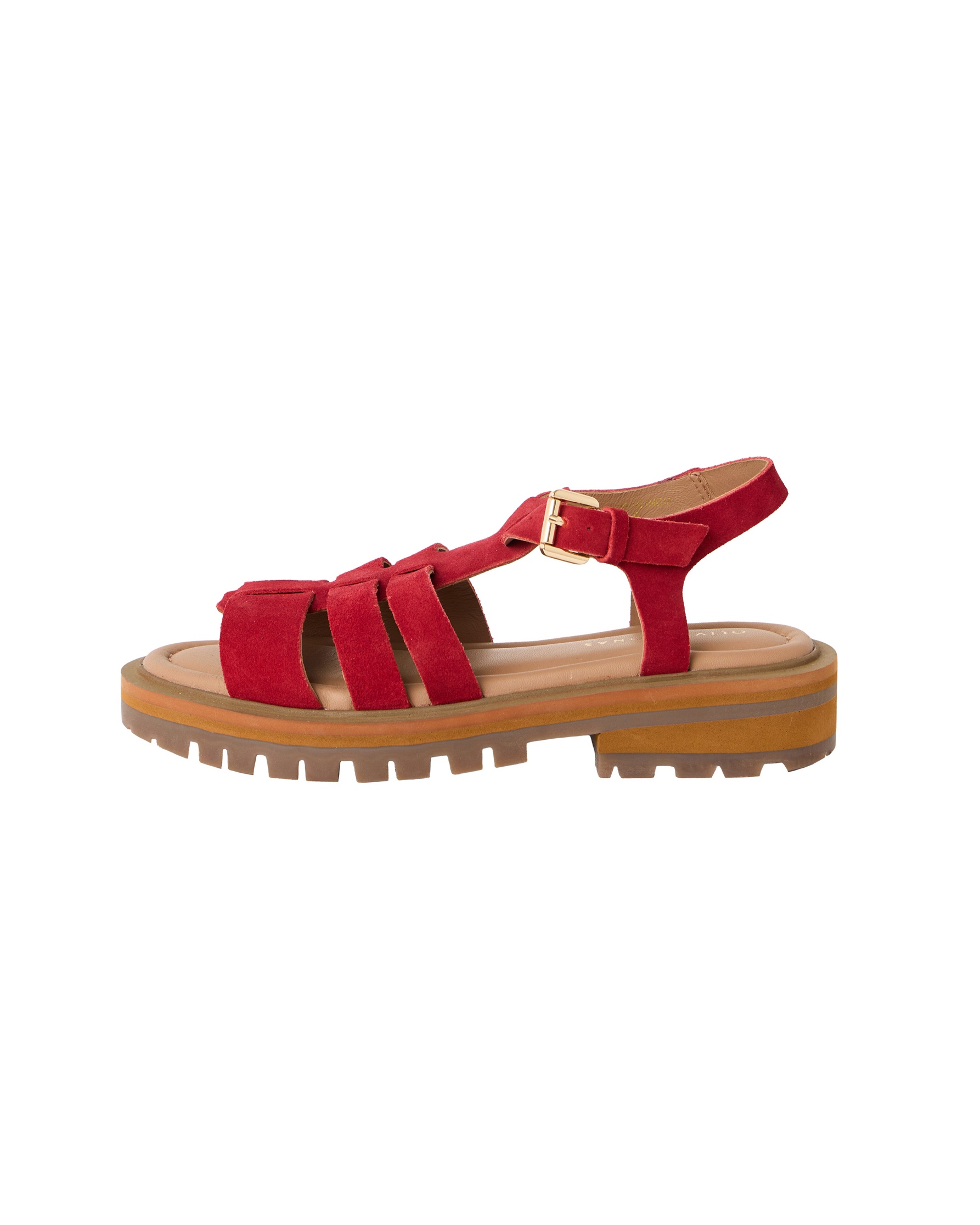 Chunky Red Suede Open Fisherman Sandal