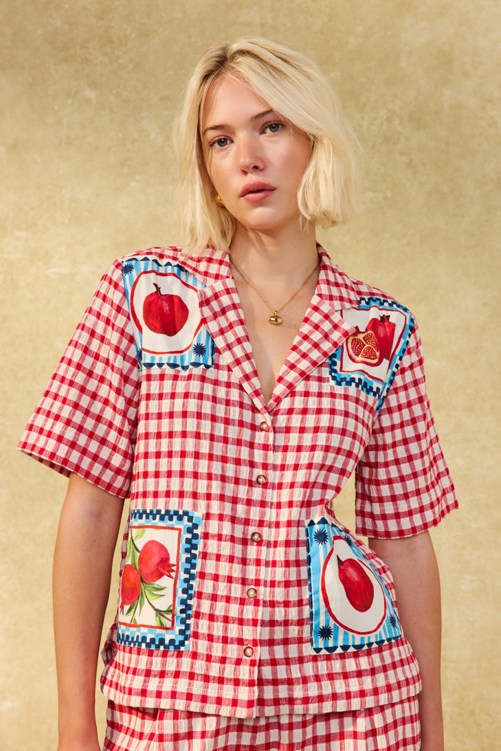 Red Gingham Pomegranate Shirt