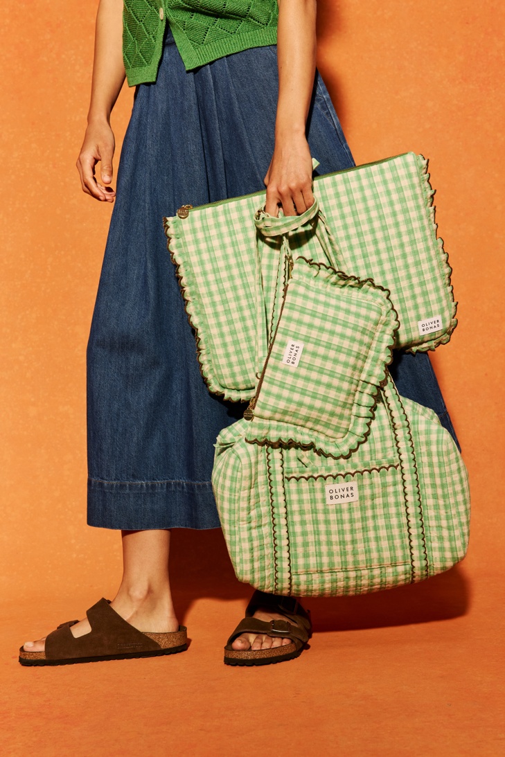 Green & Cream Gingham Laptop Case