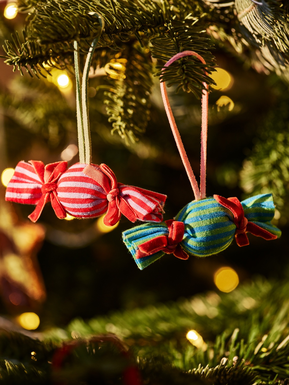 Multicoloured Bon Bon Christmas Tree Decorations Set Of Three