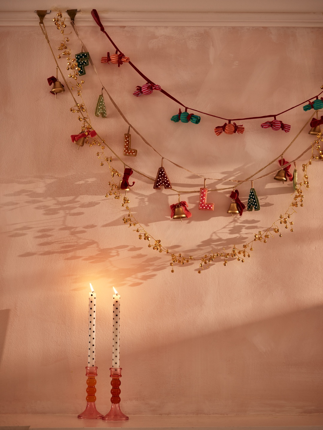 Multicoloured Bon Bon Velvet Christmas Garland